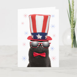 Tarjeta Festiva Feliz 4 de julio: Gato Guay en gafas de sol Humor