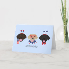 Tarjeta Festiva Feliz 4 De Julio Labrador Recupera Perros