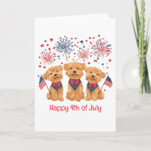 Tarjeta Festiva Feliz 4 de Julio Perros Yorkie