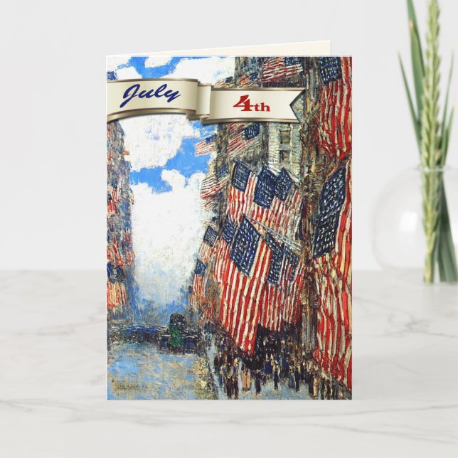 Tarjeta Festiva Feliz 4 de julio. Personalizado Bella Artes (Anverso)