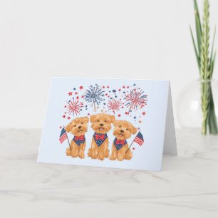 Tarjeta Festiva Feliz 4 De Julio Yorkie Dogs
