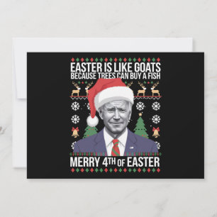 Tarjeta Festiva Feliz 4 De Pascua, Funny Navidades Biden Feo