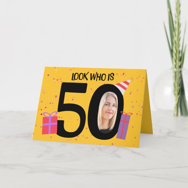 Tarjeta Festiva Feliz 50 aniversario Big 50 Picture Frame (Anverso)