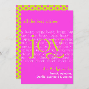 Tarjeta Festiva Feliz Alegre Alegría Alegría Rosa Caliente