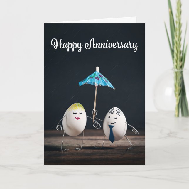 Tarjeta Festiva Feliz Aniversario Funny Egg Couple Humor (Anverso)