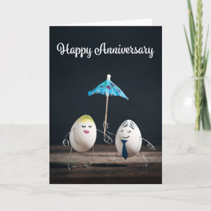 Tarjeta Festiva Feliz Aniversario Funny Egg Couple Humor