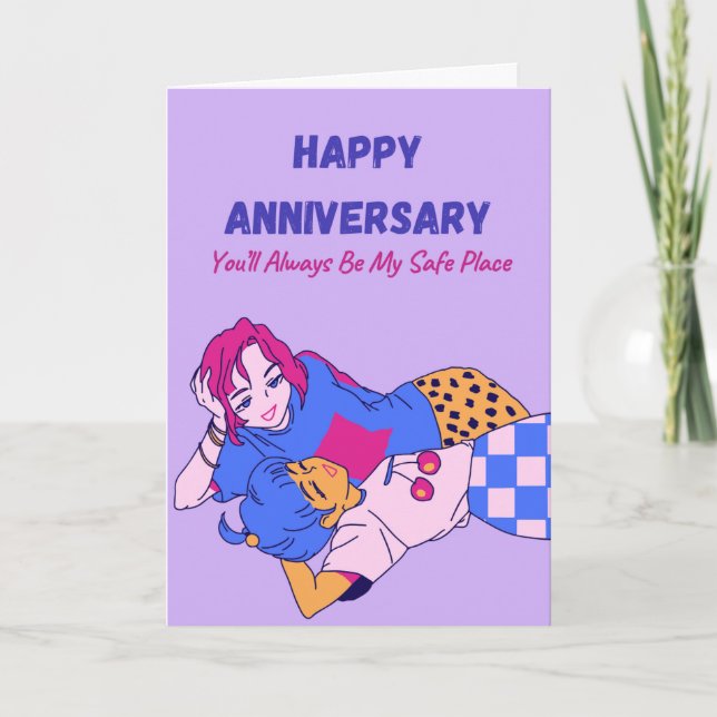 Tarjeta Festiva Feliz aniversario serás siempre mi espacio seguro (Anverso)