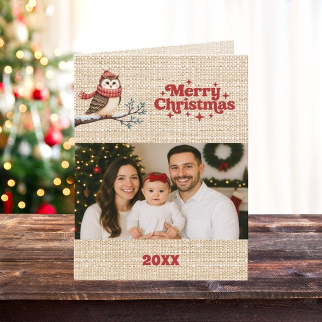 Tarjeta Festiva Feliz año de la foto navideña en revisión de la bu (Subido por el creador)