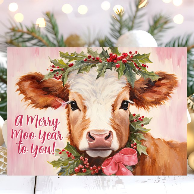 Tarjeta Festiva Feliz Año de la Vaca Navideña (Subido por el creador)