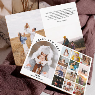 Tarjeta Festiva Feliz año de marzo de Año Nuevo con 15 fotos en ne