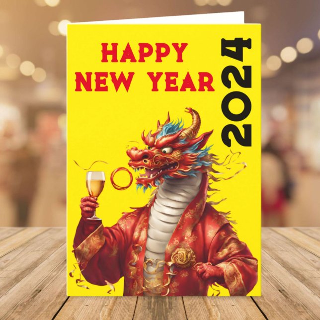 Tarjeta Festiva Feliz año del dragón chino año lunar 2024 (Subido por el creador)