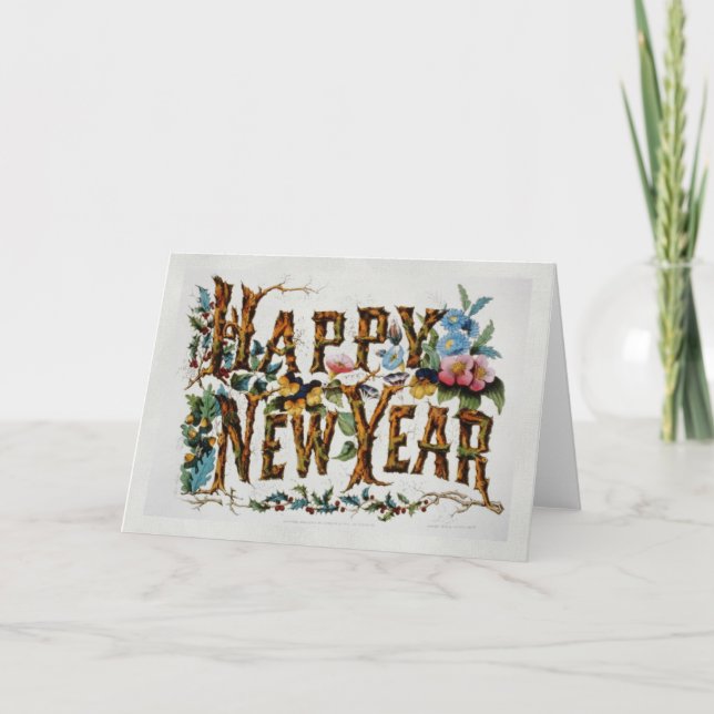 Tarjeta Festiva Feliz Año Nuevo (Anverso)