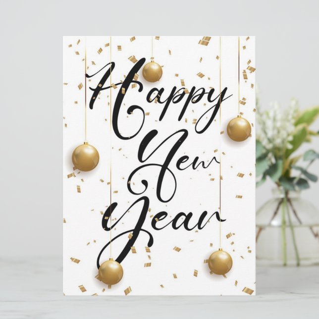 Tarjeta Festiva Feliz Año Nuevo (Anverso de pie)