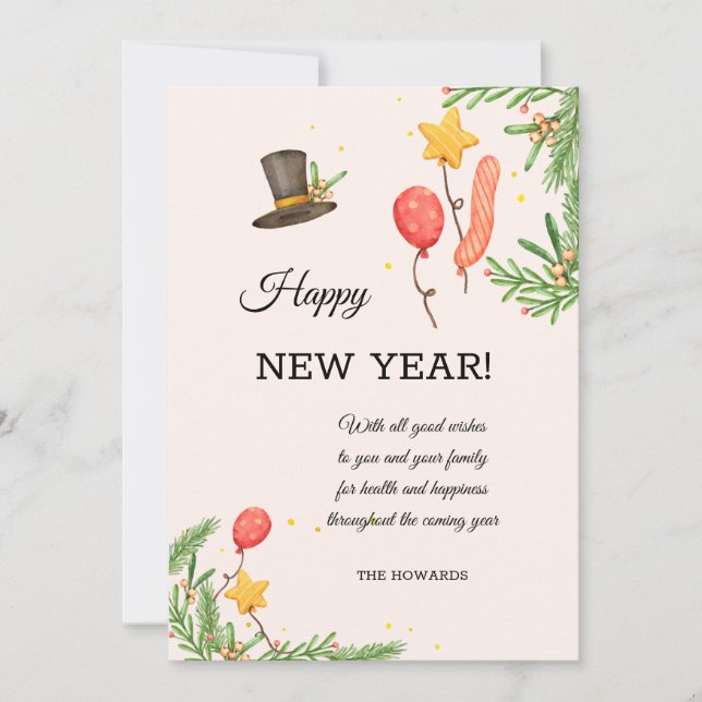 Tarjeta Festiva Feliz Año Nuevo (Anverso)