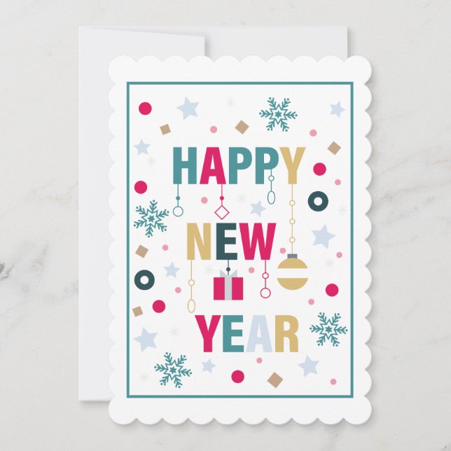 Tarjeta Festiva Feliz Año Nuevo (Anverso)