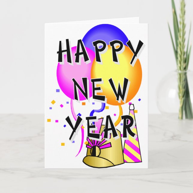 Tarjeta Festiva Feliz Año Nuevo (Anverso)