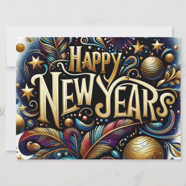 Tarjeta Festiva Feliz Año Nuevo (Anverso)