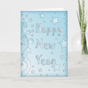 Tarjeta Festiva Feliz Año Nuevo 2010 - diseño azul con las