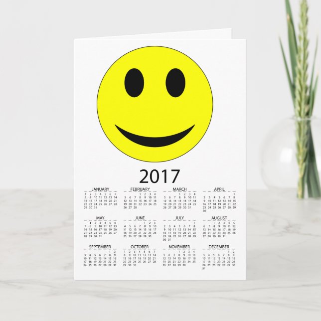 Tarjeta Festiva Feliz Año Nuevo 2017 calendario divertido (Anverso)
