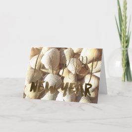 Tarjeta Festiva Feliz Año Nuevo 2018 bombardea playa tropical de v