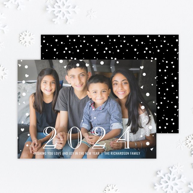 Tarjeta Festiva Feliz Año Nuevo 2023 foto de Black White Confetti (Subido por el creador)