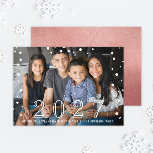 Tarjeta Festiva Feliz Año Nuevo 2023 Rosa Dorado Confeti Foto