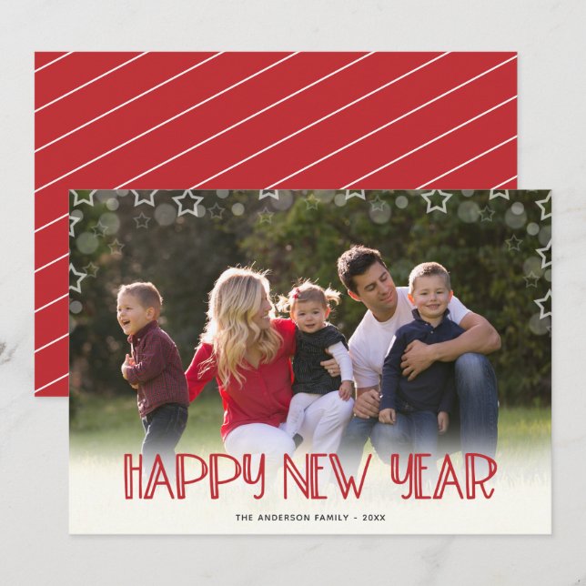 Tarjeta Festiva Feliz Año Nuevo 2024 (Anverso / Reverso)