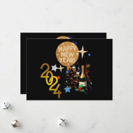 Tarjeta Festiva Feliz Año Nuevo 2024