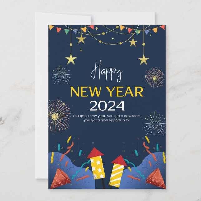 Tarjeta Festiva feliz año nuevo 2024 (Anverso)