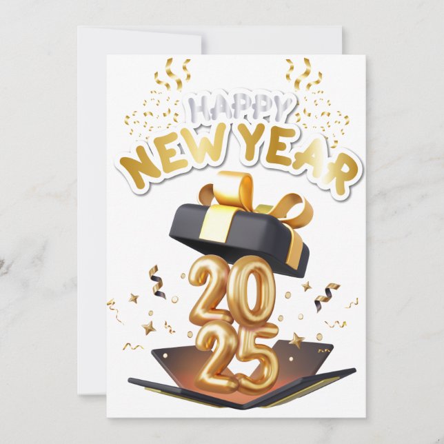 Tarjeta Festiva Feliz Año Nuevo 2025 (Anverso)