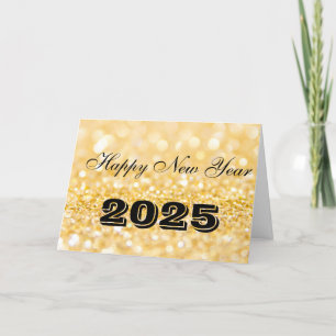 Tarjeta Festiva Feliz Año Nuevo 2025 Chic Personalizado Oro Negoci