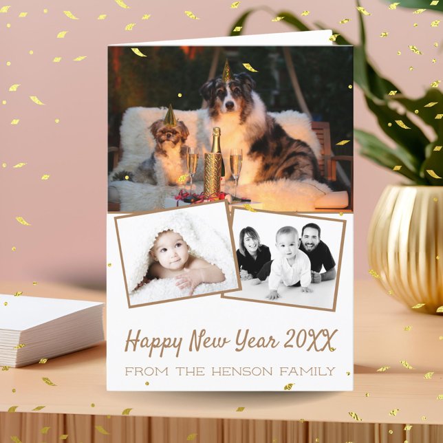 Tarjeta Festiva Feliz Año Nuevo 2025 Collage de fotos 3 Foto (Subido por el creador)