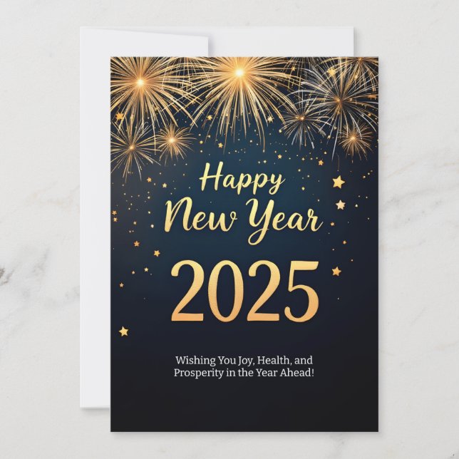 Tarjeta Festiva Feliz Año Nuevo 2025 Elegante (Anverso)