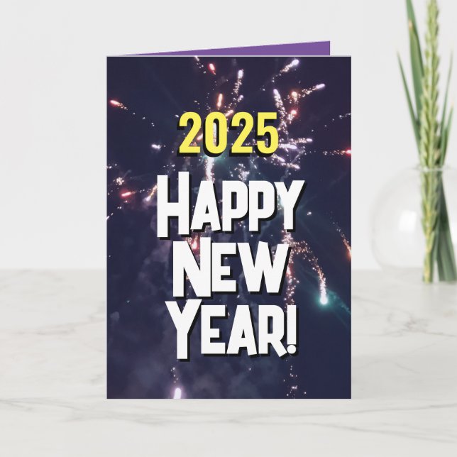 Tarjeta Festiva Feliz Año Nuevo 2025 Enviar por texto que puedes d (Anverso)