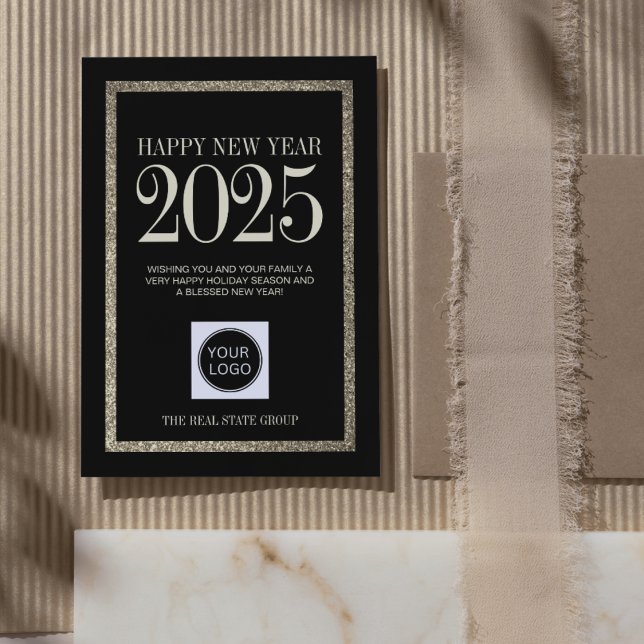 Tarjeta Festiva Feliz Año Nuevo 2025 Logotipo de negocio simple (Subido por el creador)