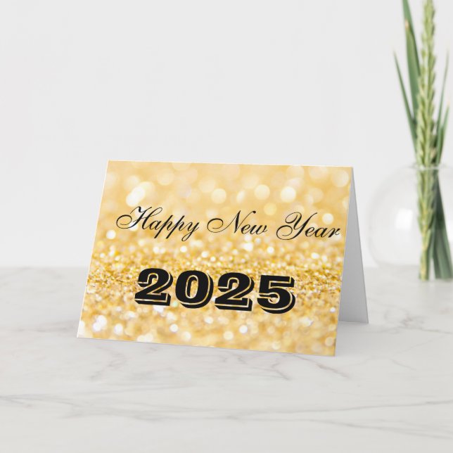 Tarjeta Festiva Feliz Año Nuevo 2025 Moda Personalizado Gold Busin (Anverso)