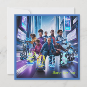 Tarjeta Festiva Feliz año nuevo 2025 regalo tipográfico