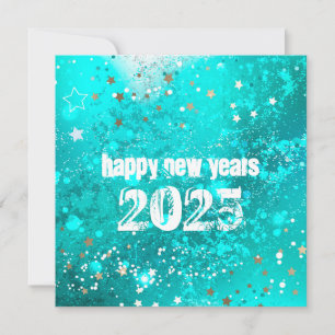Tarjeta Festiva Feliz año nuevo 2025 turquesa
