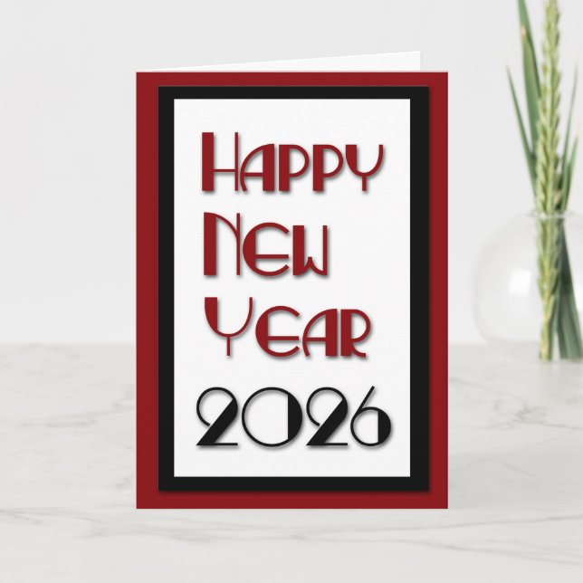 Tarjeta Festiva Feliz Año Nuevo 2026 (Anverso)