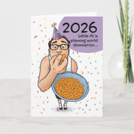 Tarjeta Festiva Feliz Año Nuevo 2026 IA Inteligencia Artificial 