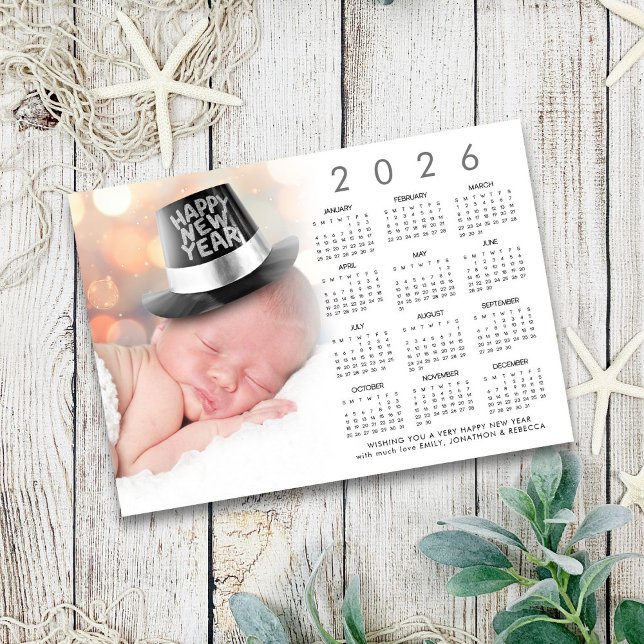Tarjeta Festiva Feliz Año Nuevo 2026 Personalizado de calendario (Subido por el creador)