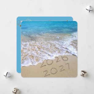 Tarjeta Festiva Feliz Año Nuevo 2027 Ocean Beach