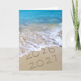Tarjeta Festiva Feliz Año Nuevo 2027 Ocean Beach