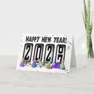 Tarjeta Festiva Feliz Año Nuevo 2027 Odómetro