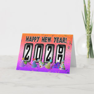 Tarjeta Festiva Feliz Año Nuevo 2027 Odómetro
