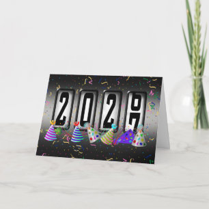 Tarjeta Festiva Feliz Año Nuevo 2027 Odómetro