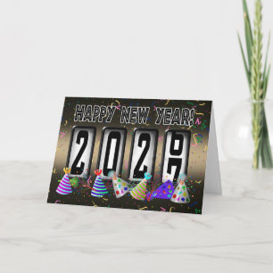 Tarjeta Festiva Feliz Año Nuevo 2027 Odómetro