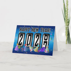 Tarjeta Festiva Feliz Año Nuevo 2027 Odómetro