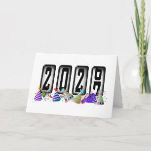 Tarjeta Festiva Feliz Año Nuevo 2027 Odómetro
