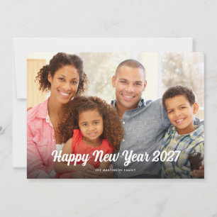Tarjeta Festiva Feliz Año Nuevo 2027 Superposición de Letra Simple